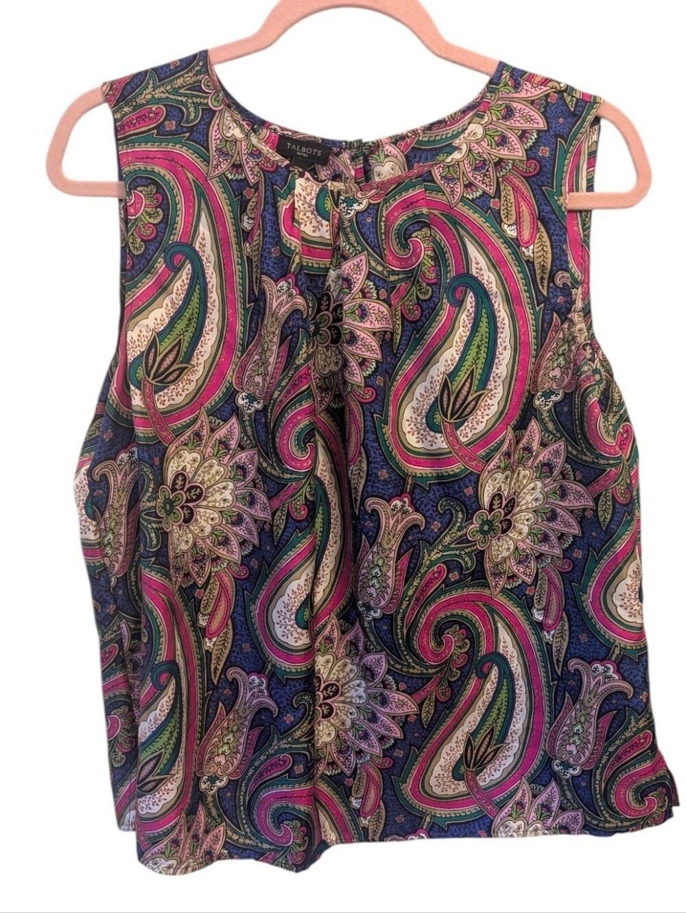 Talbots Paisley Silk Shell Tank Top Size 16 Petite
